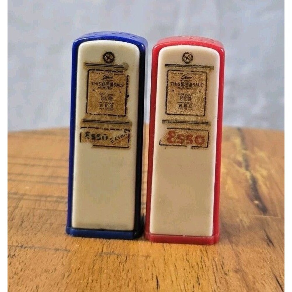 Vintage ESSO Gas Station Advertising Salt & Pepper Shakers Fair Condition